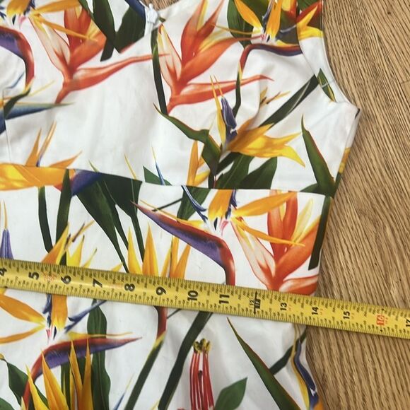 KAREN MILLEN BIRD OF PARADISE PRINT FIT & FLARE  DRESS US 8 UK12 EU40 - Picture 9 of 10